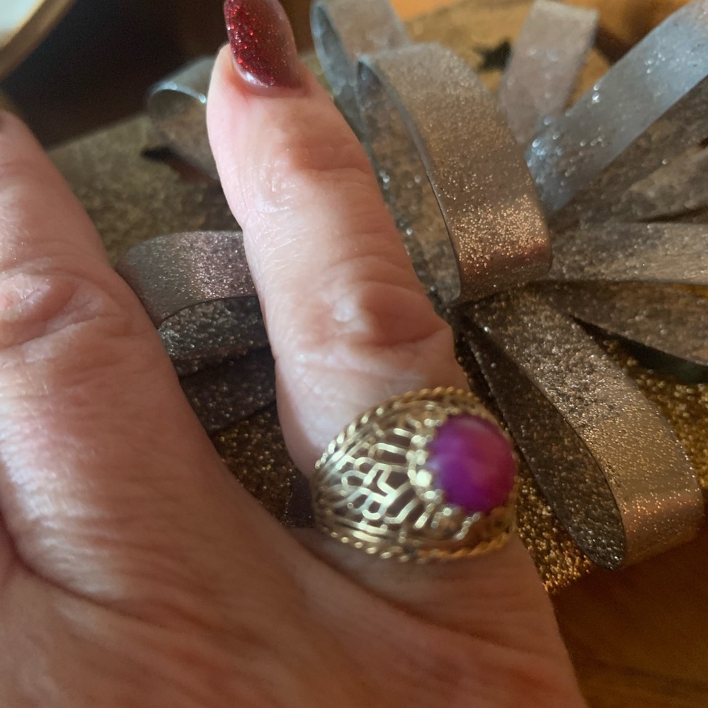 14k VINTAGE RUBY STAR FILIGREE RING - Picture 2 of 9